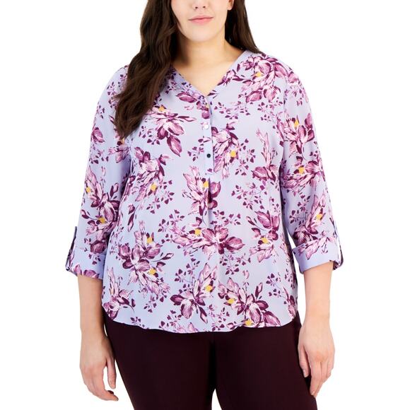 Jm Collection Women's Plus Size Savannah Sprout Utility Top 1X NWT - Picture 1 of 2